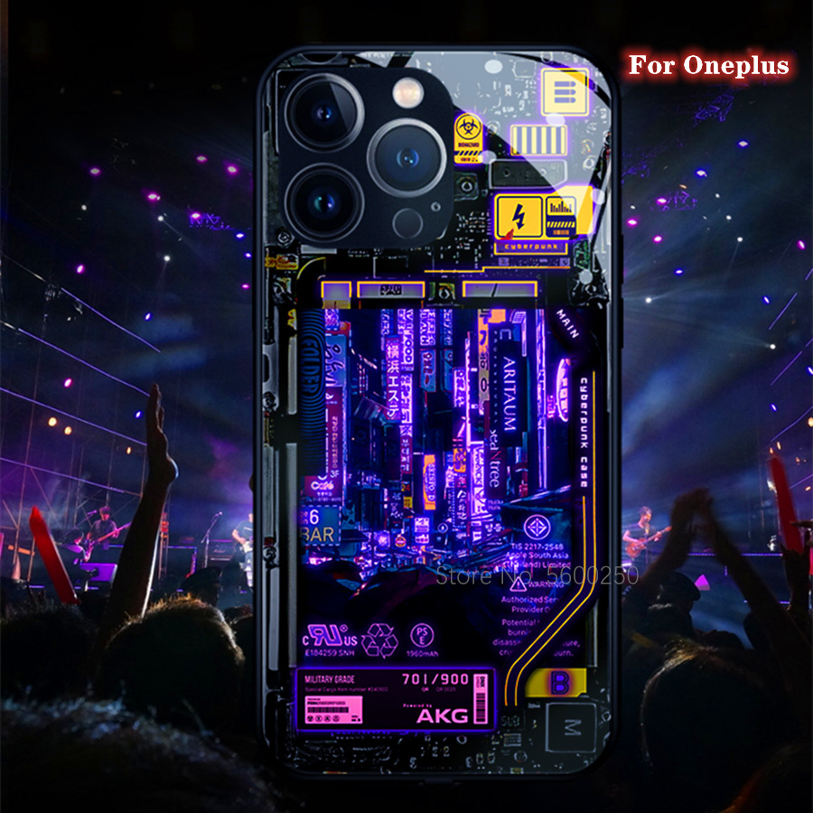 Retro Gaming Case - Cyberสไตล์สมาร์ทส่องสว่างสําหรับOneplus 11 12 9 Pro 9