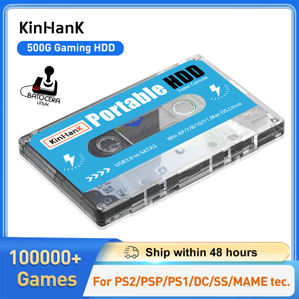 Retro Gaming Hdd - KINHANK 500G HDD Super คอนโซล 100000