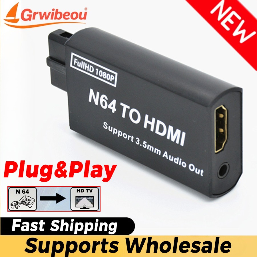 Retro Gaming Accessories - Grwibeou 1080P N64 เป็นตัวแปลง HDMI เกมอะแดปเตอร์ปลั๊กและเล่น