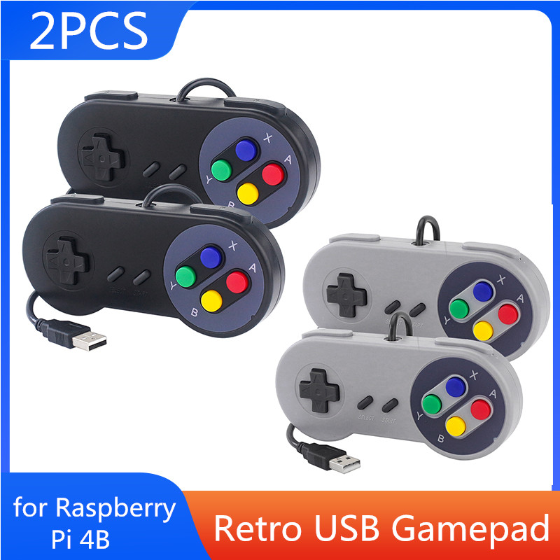Retro Gaming With Raspberry Pi - 2PCs USB Gamepad Retro Gaming จอยสติ๊กคอนโทรลเลอร์แบบมีสายสําหรับ