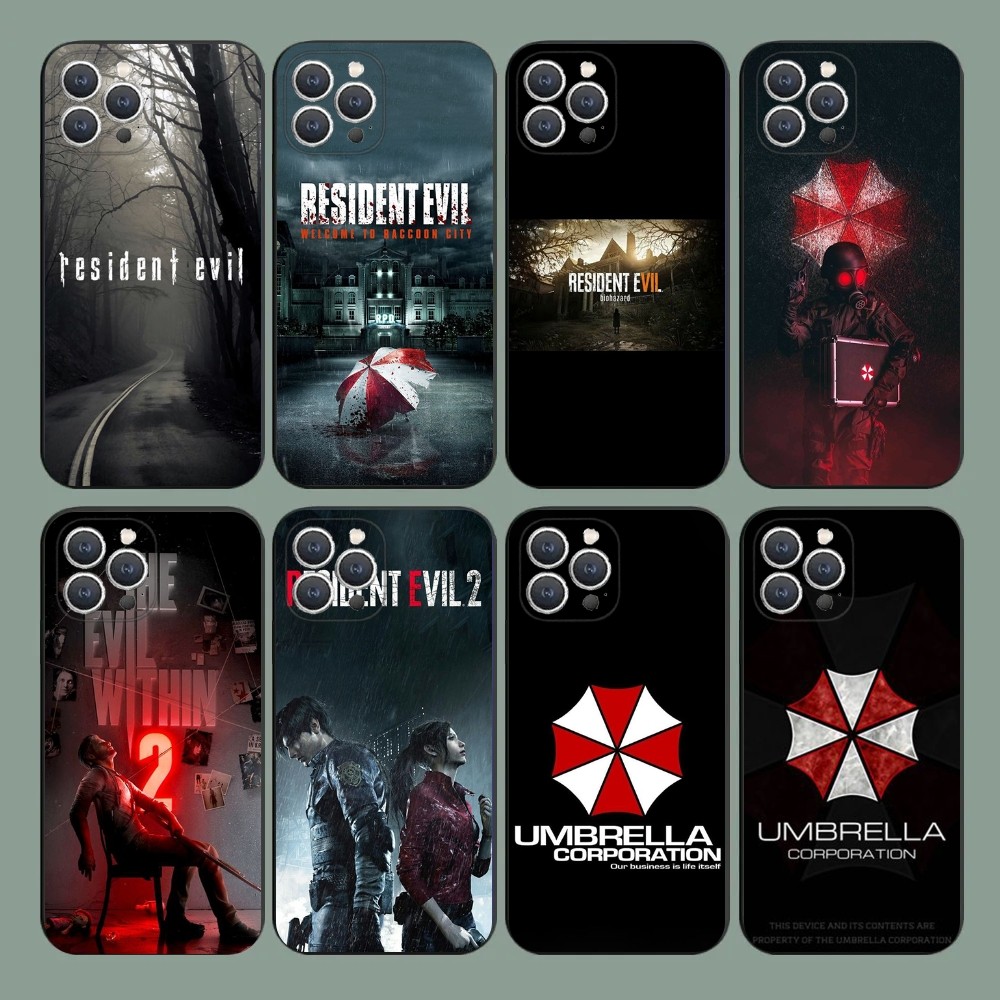 Retro Gaming Case - เกมR-Resident Evilวิดีโอเคสโทรศัพท์สําหรับiPhone 15,14,13,12,11,Plus,Pro Max,XS,X,X,XR,SE,Mini,8,7 ซิลิโคนนุ่มปกสีดํา