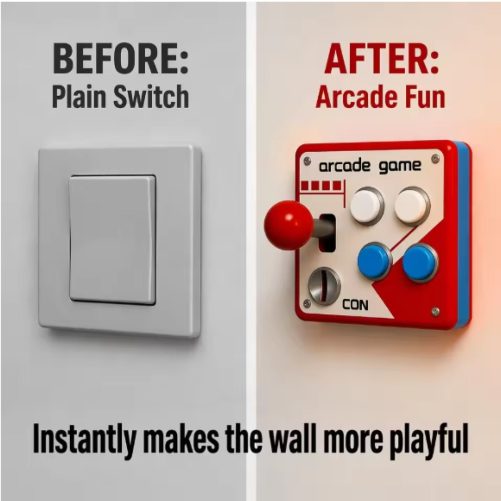 Retro Gaming Accessories - ฝาครอบจอยสติ๊กสไตล์เรโทร สำหรับติดผนัง ตกแต่งห้องเกม 3 มิติ ไม่ต้องเจาะ