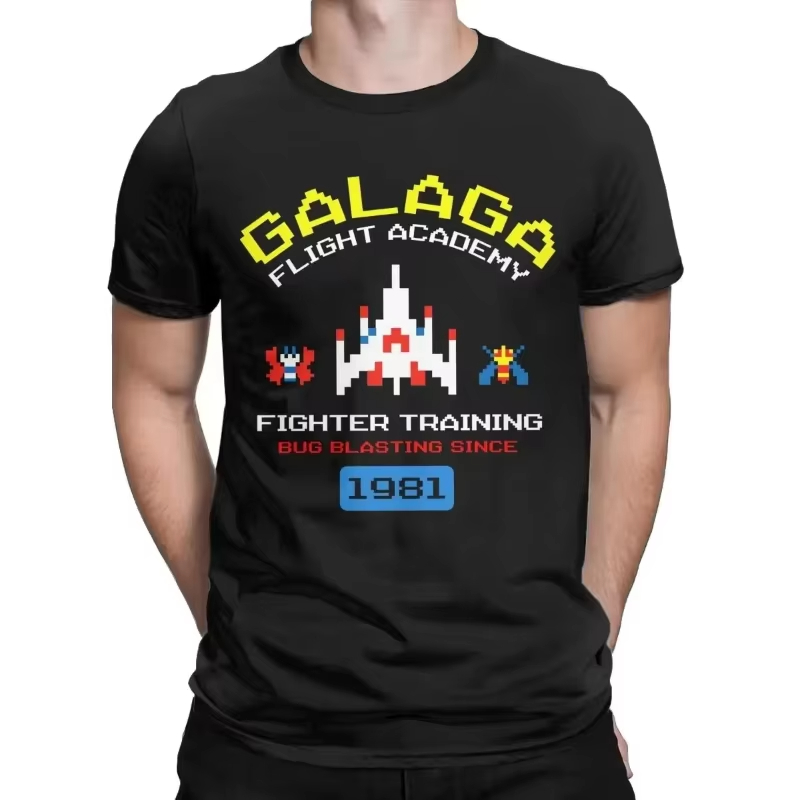 Retro Gaming Aesthetic - เสื้อยืดลายเกม Galaga สไตล์เรโทร ยุค 80s แนวอินเวเดอร์