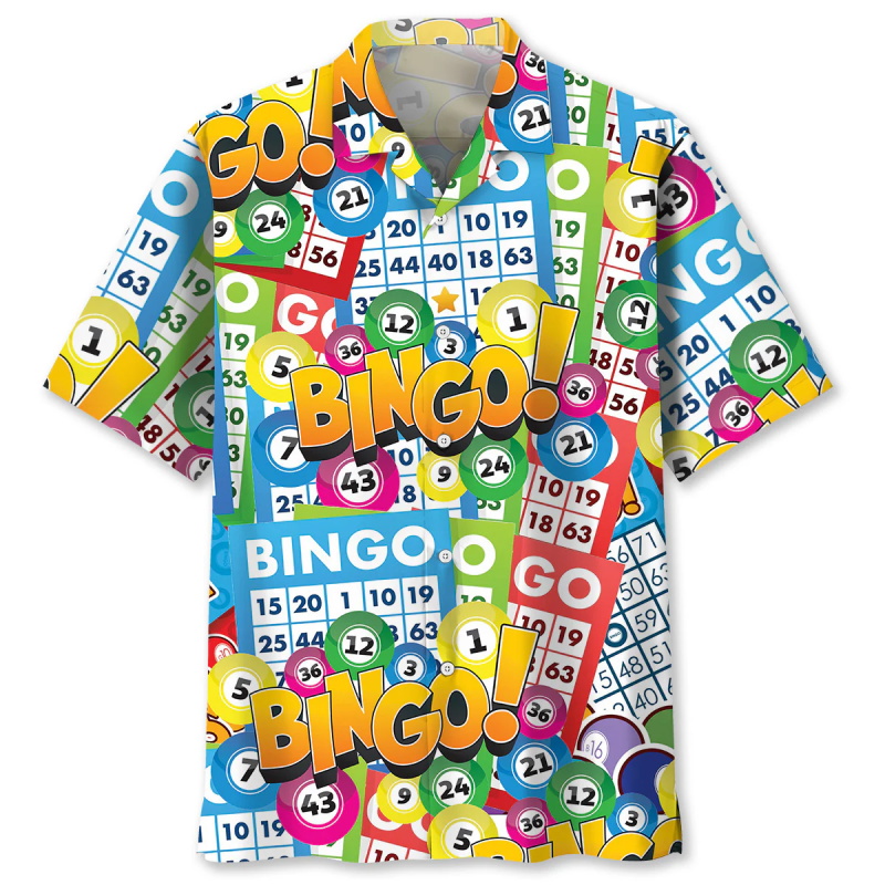 Retro Gaming Aesthetic - เสื้อเชิ้ตแขนสั้นผู้ชายพิมพ์ลาย 3 มิติ ลายเกมบิงโกแสนสนุก เสื้อฮาวายสไตล์เรโทรสำหรับฤดูร้อน
